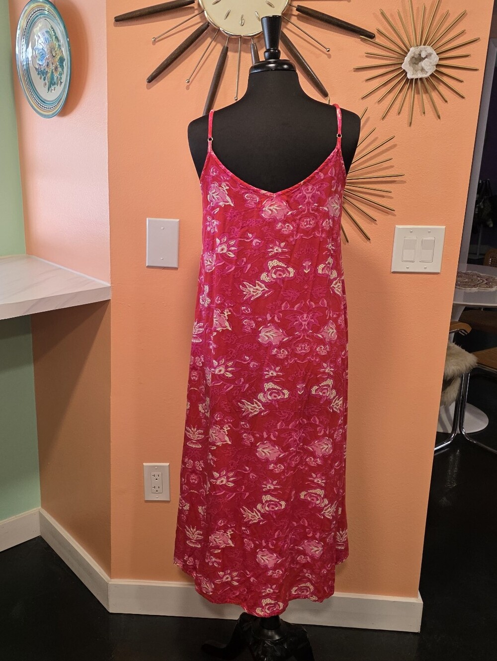 NATURAL LIFE Fuchsia Floral Maxi Dress Large Boho Babe Summer - Picture 5 of 12